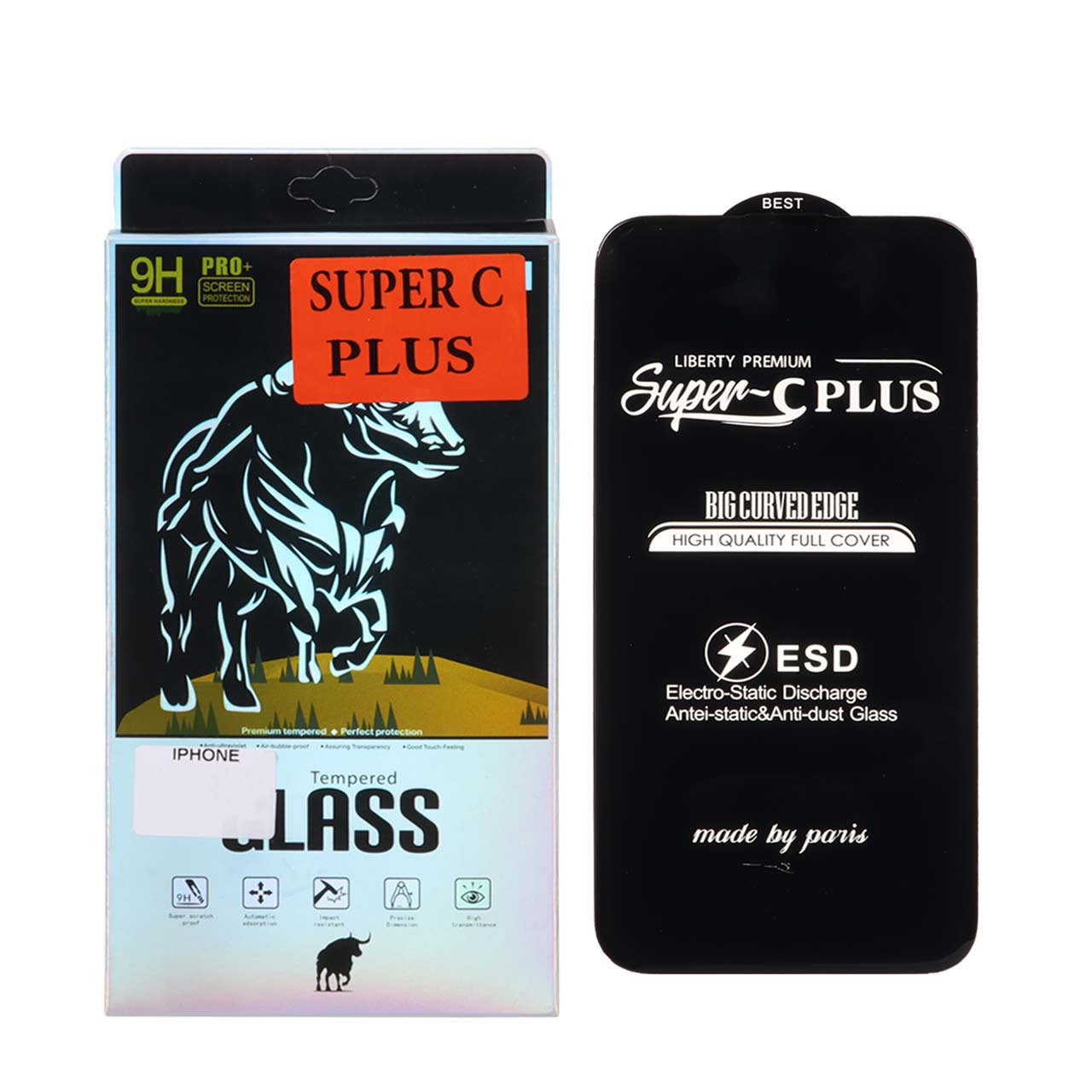 محافظ صفحه نمایش شیشه ای آنتی استاتیک Super C Plus ESD مدل AKAM مناسب برای آیفون 15 پرو مکس