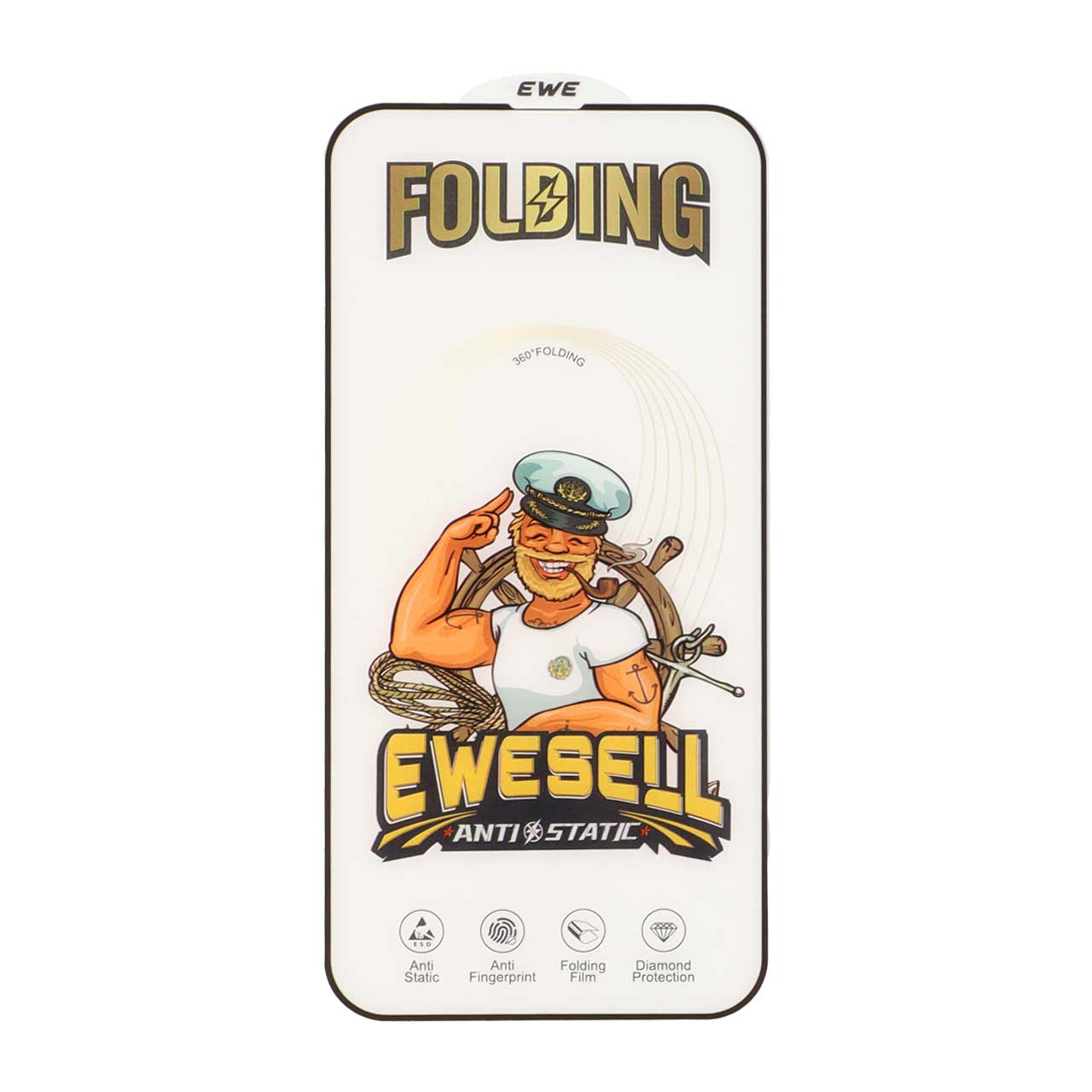 محافظ صفحه نمایش شیشه ای فول کاور Ewesell Anti Static Folding مناسب برای آیفون 13 پرو مکس و آیفون 14 پلاس