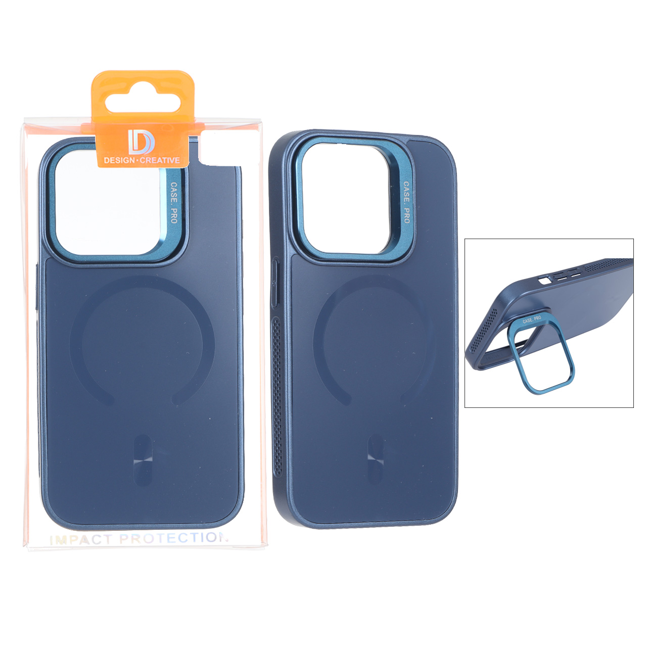 قاب اورجینال PVD Case Pro استندشو MagSafe مدل Apple iPhone 14 Pro - سرمه ای (پک دار)