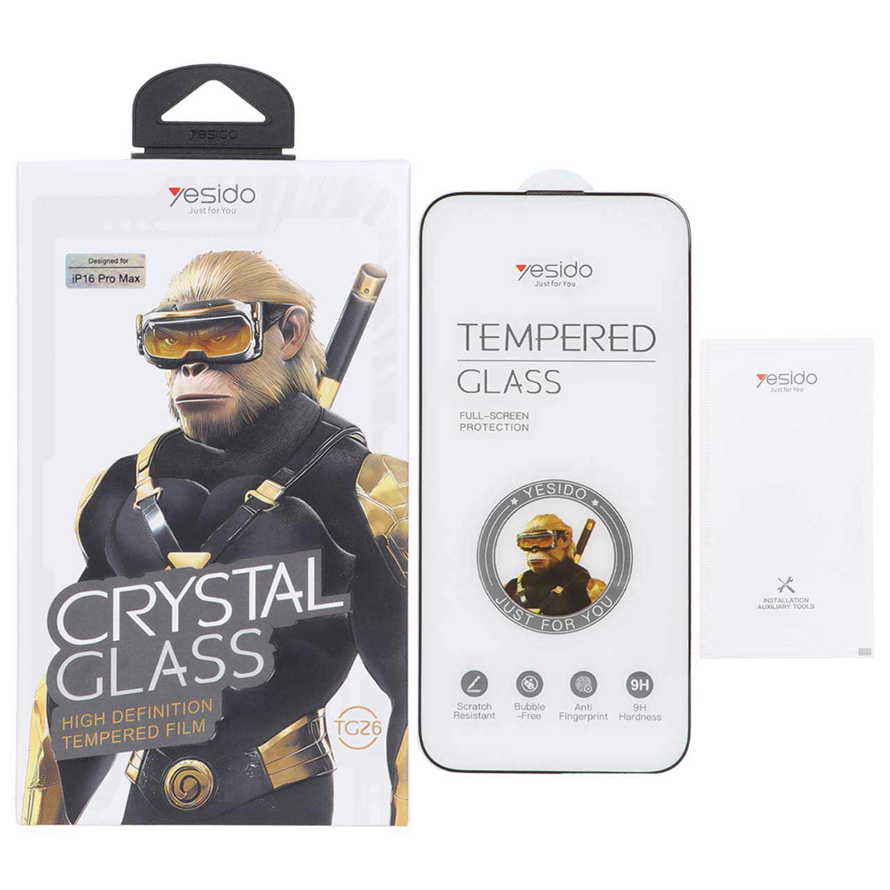 محافظ صفحه نمایش شیشه ای Crystal Glass Yesido مناسب برای آیفون 16 پرو مکس