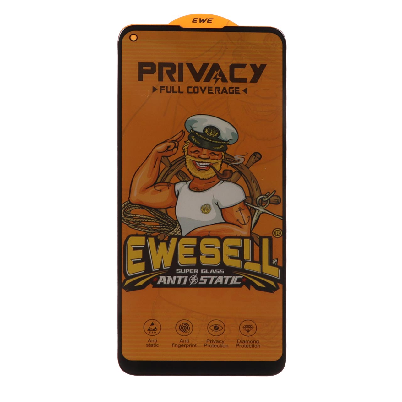 محافظ صفحه نمایش شیشه‌ای فول کاور حریم شخصی (Privacy) Ewesell آنتی استاتیک مناسب برای گوشی‌های سامسونگ گلکسی A11 / M11، شیائومی ردمی نوت 9 / نوت 9T / می 11 لایت / می 12 لایت و ریلمی 7 / 9