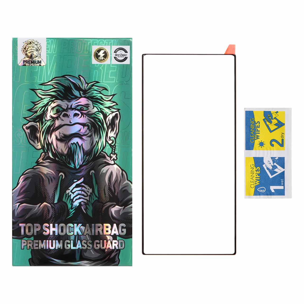محافظ صفحه نمایش شیشه ای خم فول چسب Full Cover Top Shock درجه یک مدل Samsung Galaxy S22 Ultra - (پک دار)