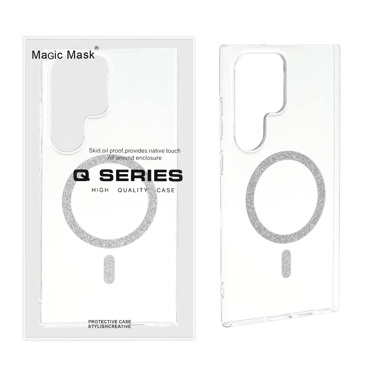 قاب طرح Magic Mask شفاف MagSafe اکلیلی مناسب برای سامسونگ گلکسی S24 اولترا