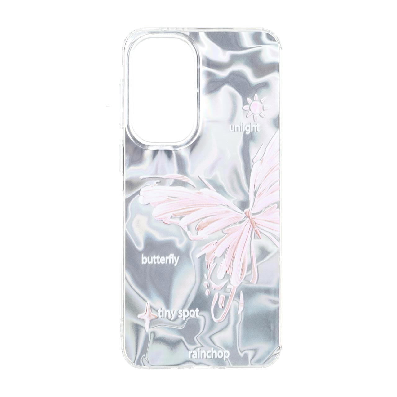 قاب طرح Silver Cloud پروانه ای و متن دور ژله ای مناسب برای سامسونگ گلکسی A37