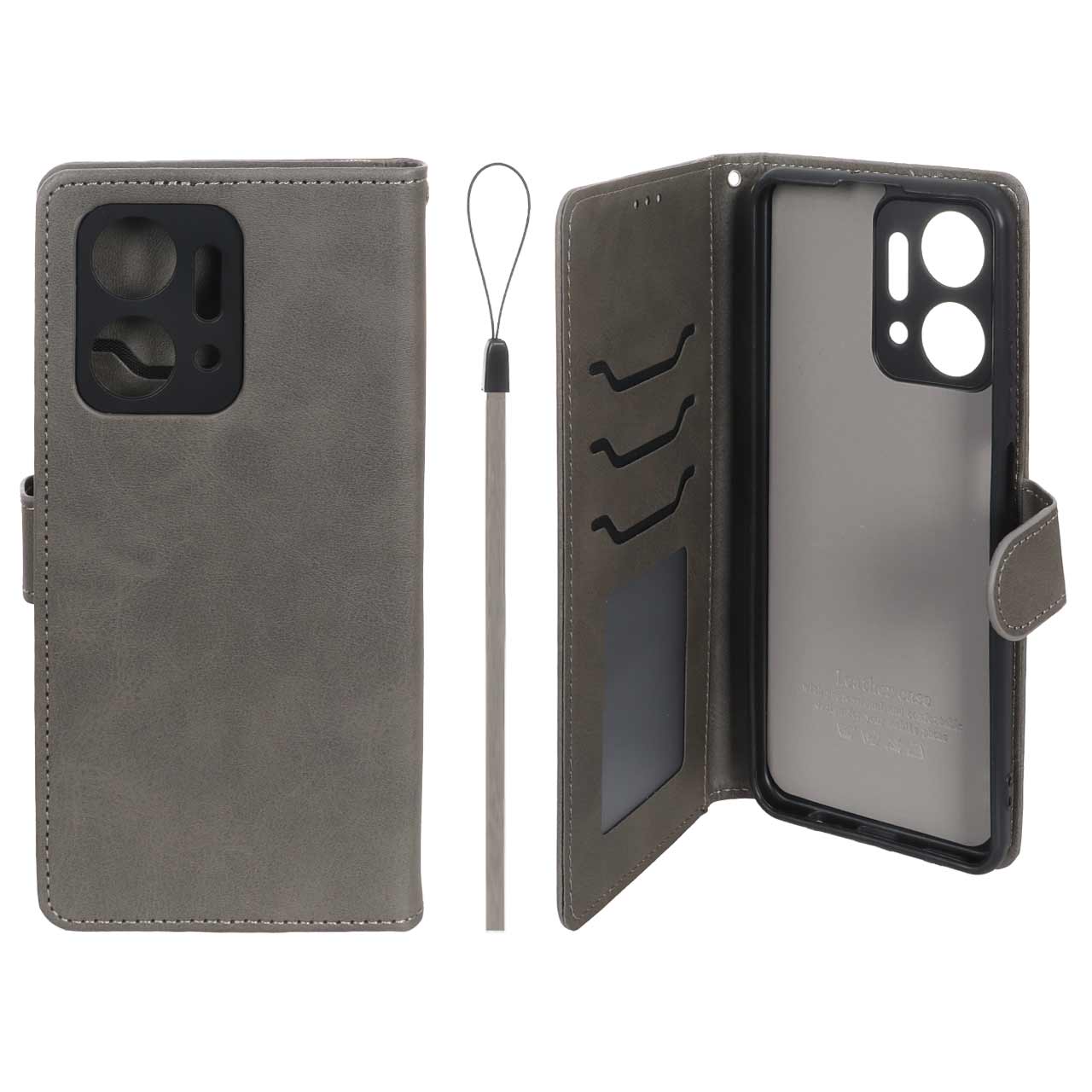 کیف موبایل مگنتی داخل خز MNC Plus مناسب برای Honor X7a خاکستری