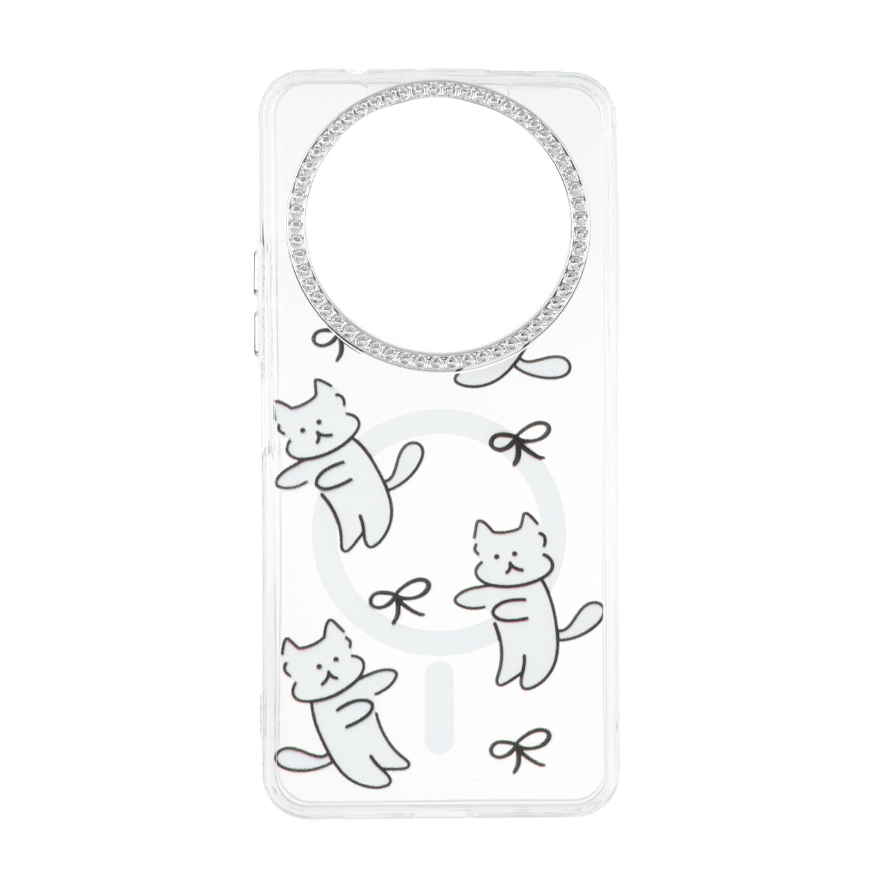 قاب ژله ای شفاف طرح گربه های فانتزی مگ سیف دور لنز نگین دار مناسب برای Xiaomi Redmi A3 و A3x و Poco C61