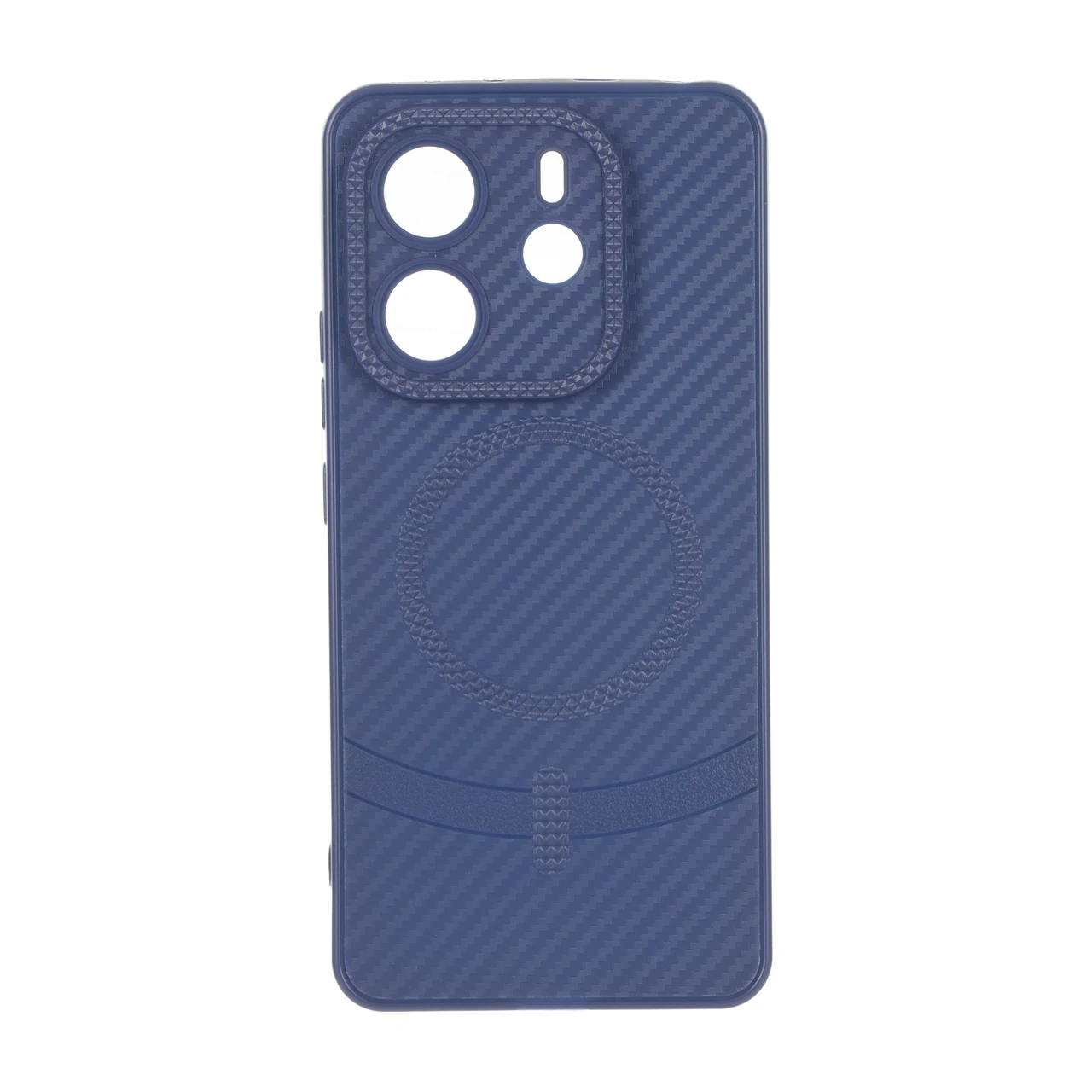 قاب هاشور لنز برجسته طرح مگ سیف سوزنی Xiaomi Redmi Note 14 4G - سرمه ای