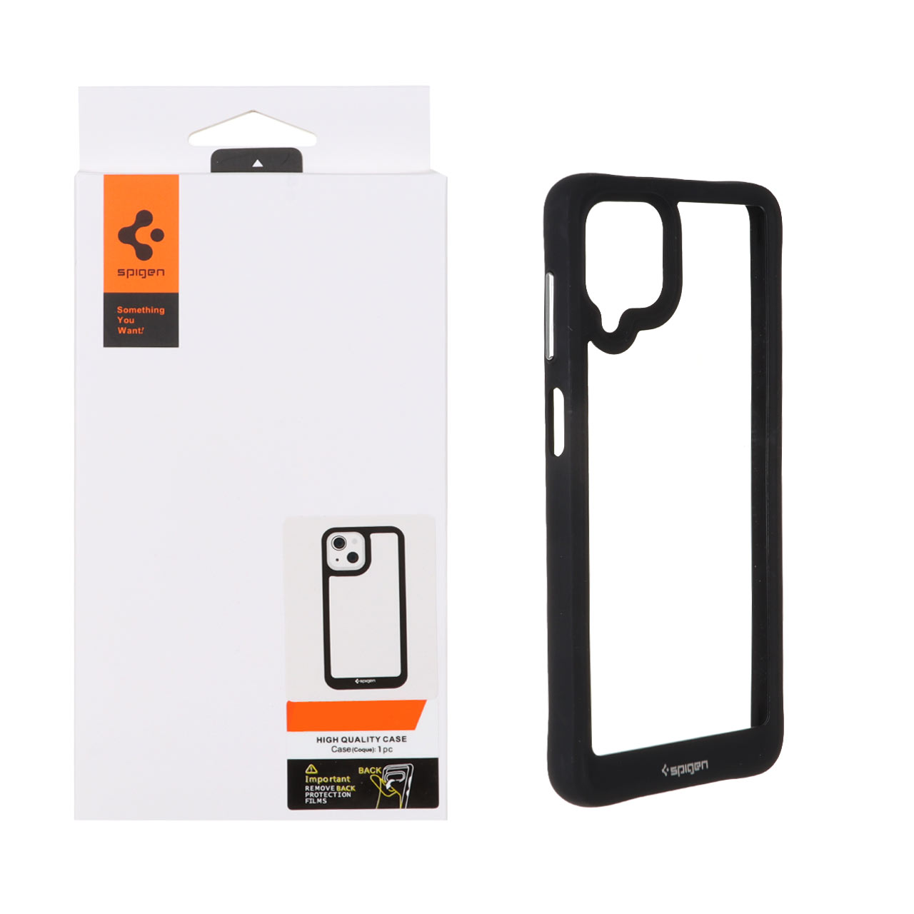 قاب اورجینال Spigen مدل Ultra Hybrid شفاف مشکی مناسب برای سامسونگ گلکسی A12 / M12 / F12