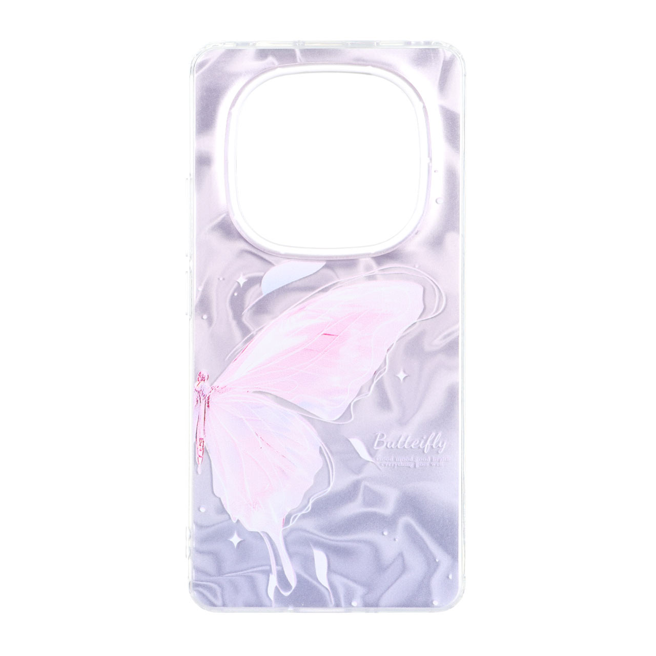 قاب طرح پروانه Silver Cloud دور ژله ای مناسب برای شیائومی ردمی نوت 14 پرو 4G