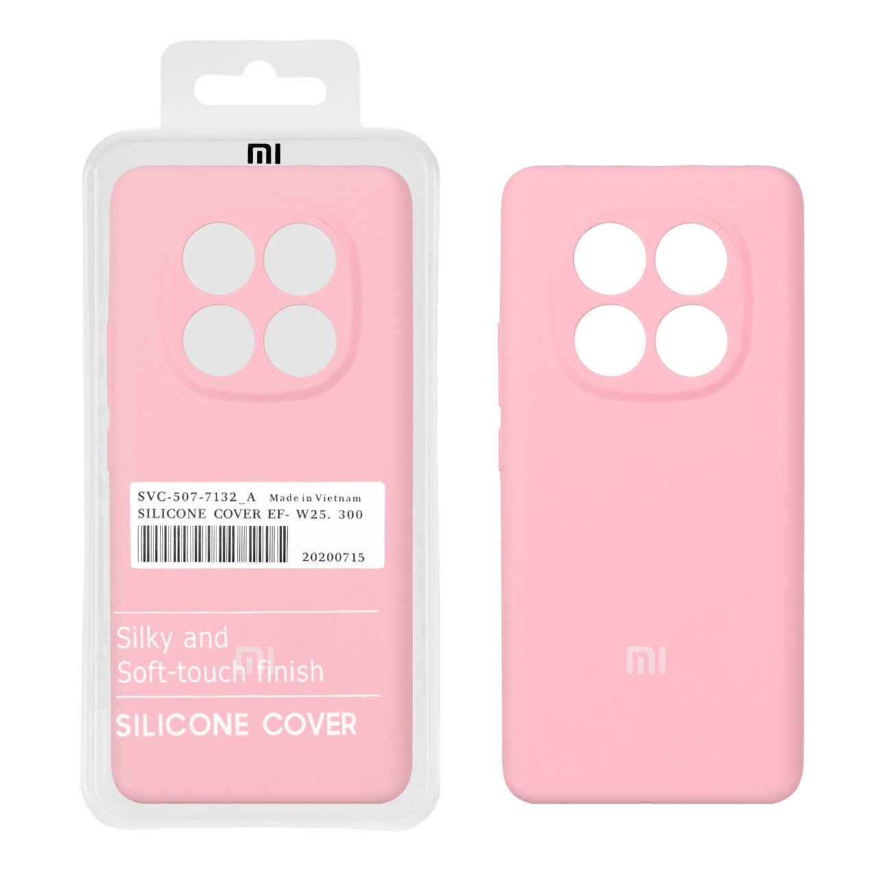 قاب سیلیکونی پاک کنی اورجینال درجه یک Xiaomi Redmi Note 14 Pro 5G / Redmi Note 14 Pro Plus 5G / Poco X7 5G - صورتی (پک دار)