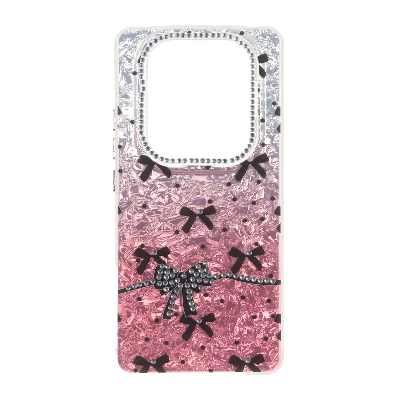 قاب ice پاپیونی نگین دار دور مات Xiaomi Redmi Note 14 Pro 4G - صورتی