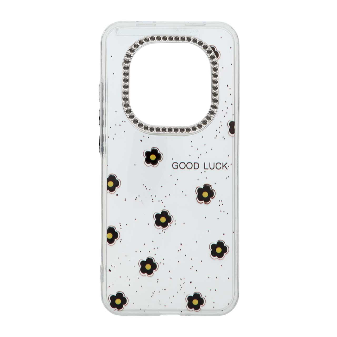 قاب طرح گل‌های اکلیلی و Good Luck با محافظ لنز کروم مناسب برای شیائومی ردمی نوت ۱۵ پرو 5G