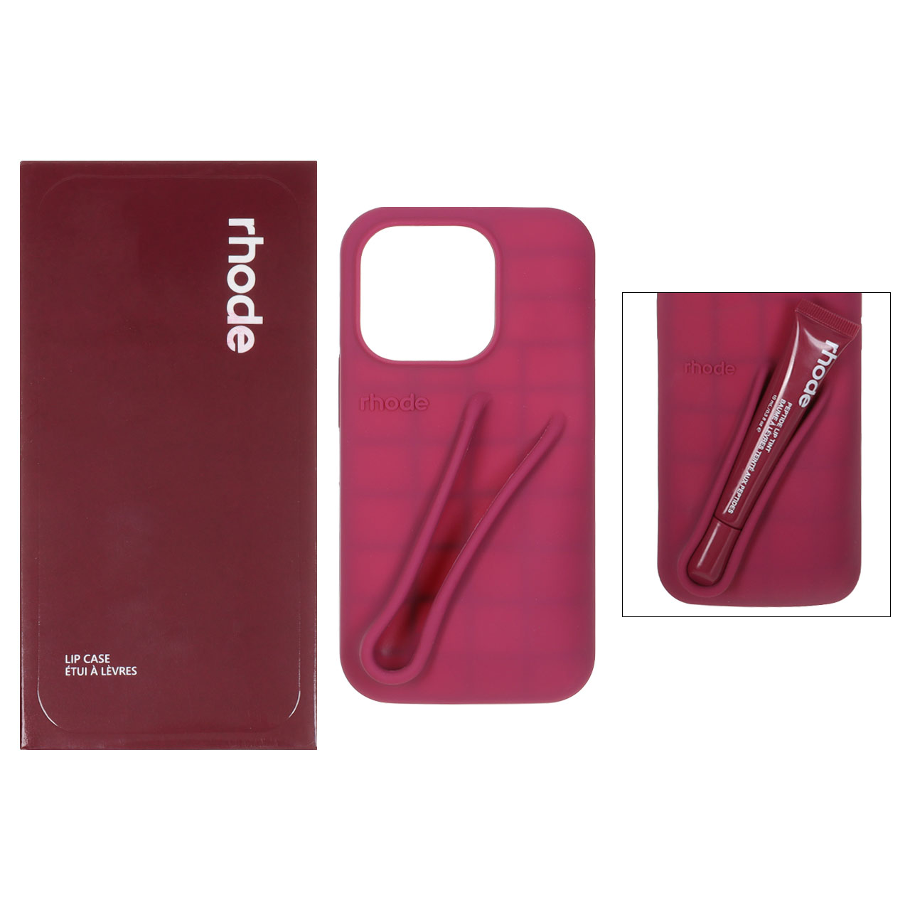 قاب سیلیکونی پاک کنی اورجینال rhode با ست لیپ گلاس Apple iPhone 13 Pro - آلبالویی