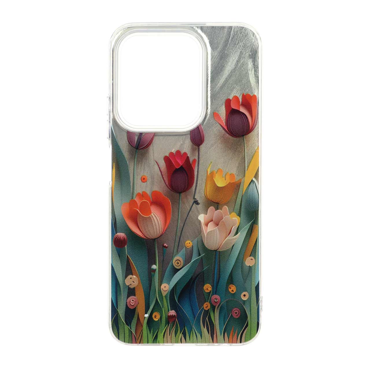 قاب طرح اطلسی Flower دور شفاف طرح 44 مناسب برای شیائومی ردمی 15 سی و پوکو سی 85