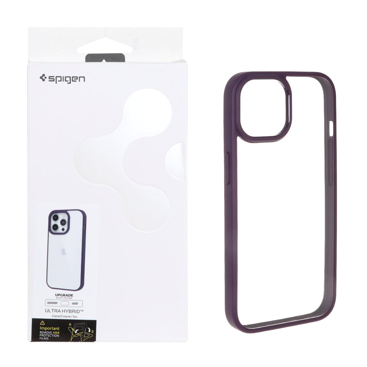 قاب اورجینال Spigen Ultra Hybrid با توری اسپیکر فلزی بنفش مناسب برای آیفون ۱۵، آیفون ۱۴ و آیفون ۱۳