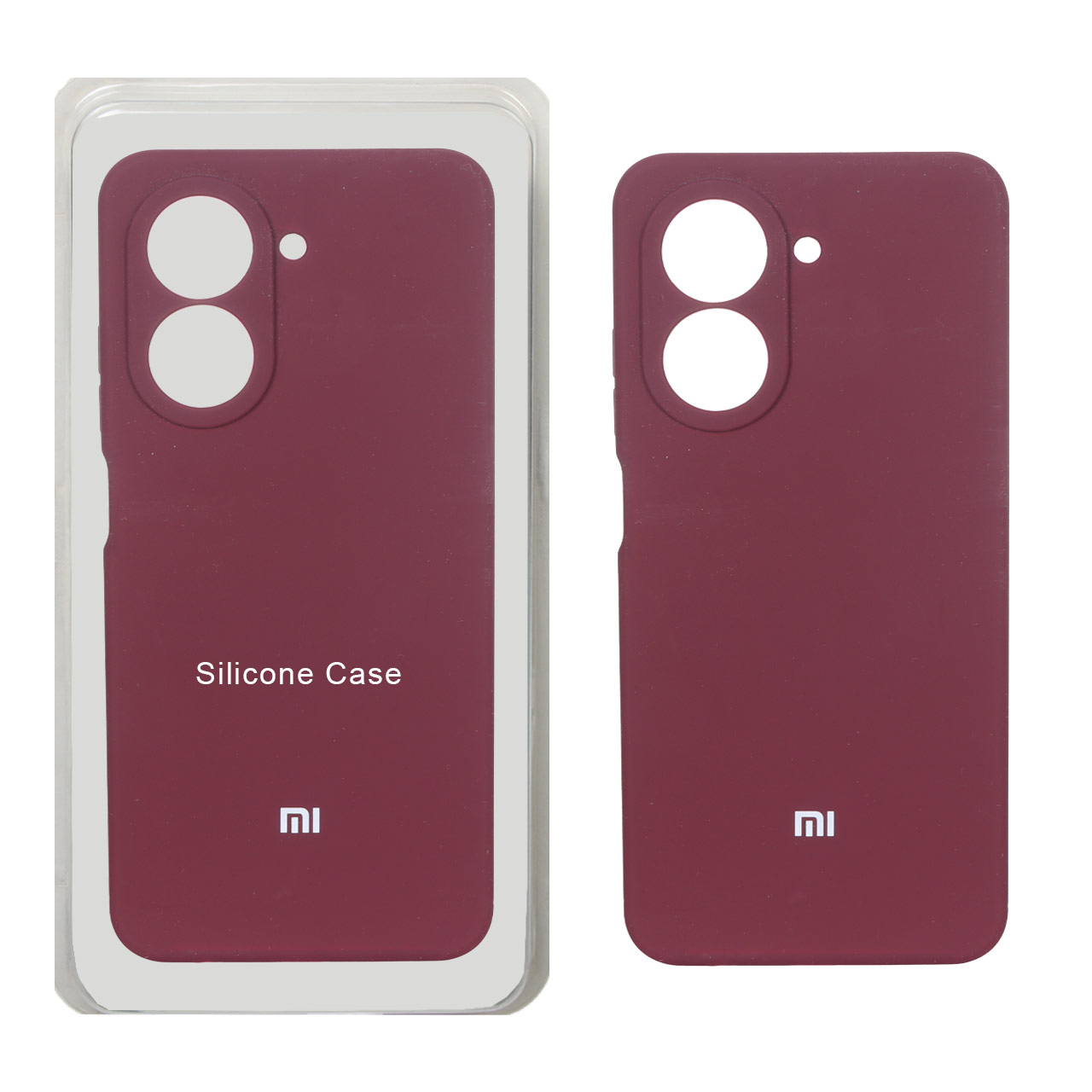 قاب سیلیکونی پاک کنی محافظ لنزدار اورجینال Xiaomi Redmi A5 / Poco C71 - زرشکی (پک دار)