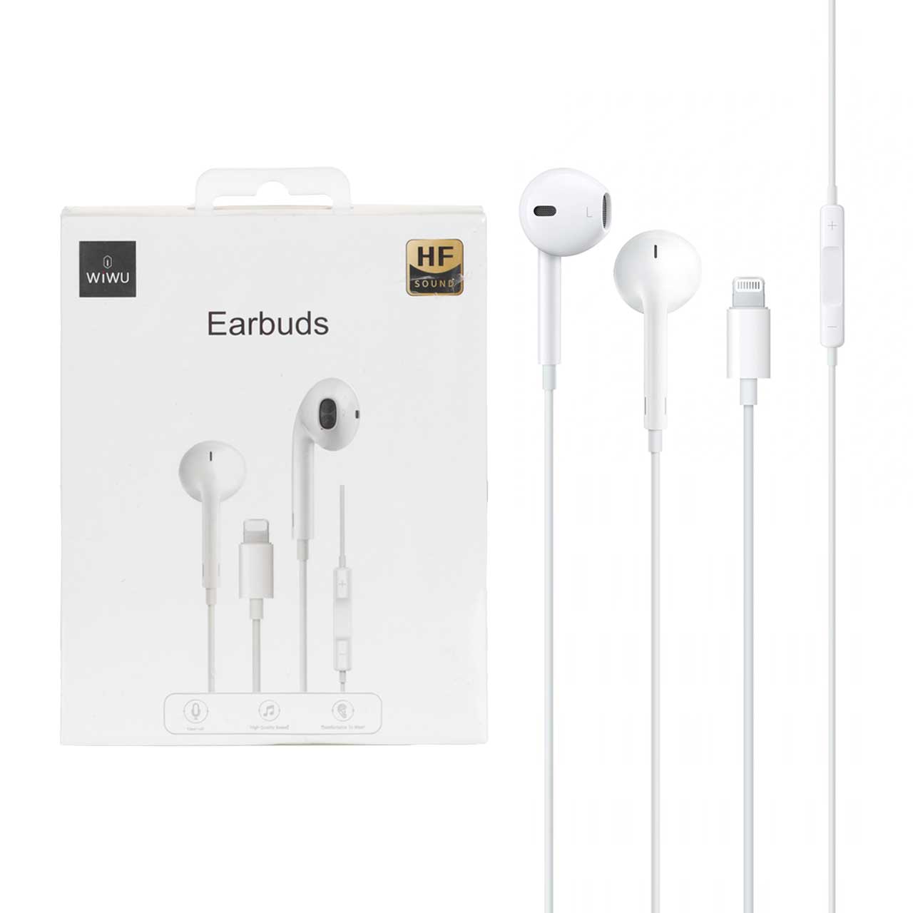 هندزفری با سیم با پورت آیفون Wiwu مدل Earbuds 302 - سفید