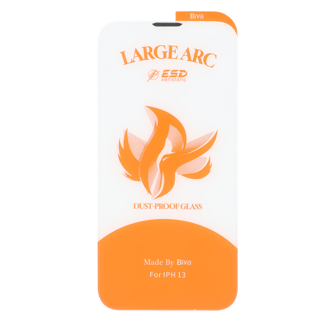 محافظ صفحه نمایش شیشه ای Biva مدل Large Arc ESD بدون حاشیه مناسب برای آیفون 13، آیفون 13 پرو، آیفون 14 و آیفون 16e