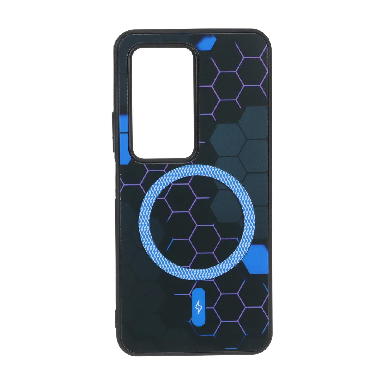 قاب Hexagon طرح مگ سیف هاشور دار آبی مناسب برای شیائومی ردمی 15 4G