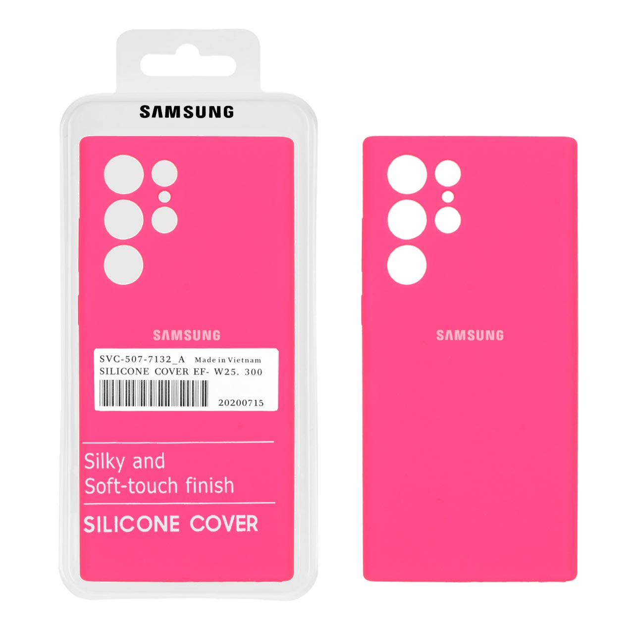قاب سیلیکونی پاک کنی اورجینال درجه یک Samsung Galaxy S22 Ultra - صورتی فانتزی (پک دار)