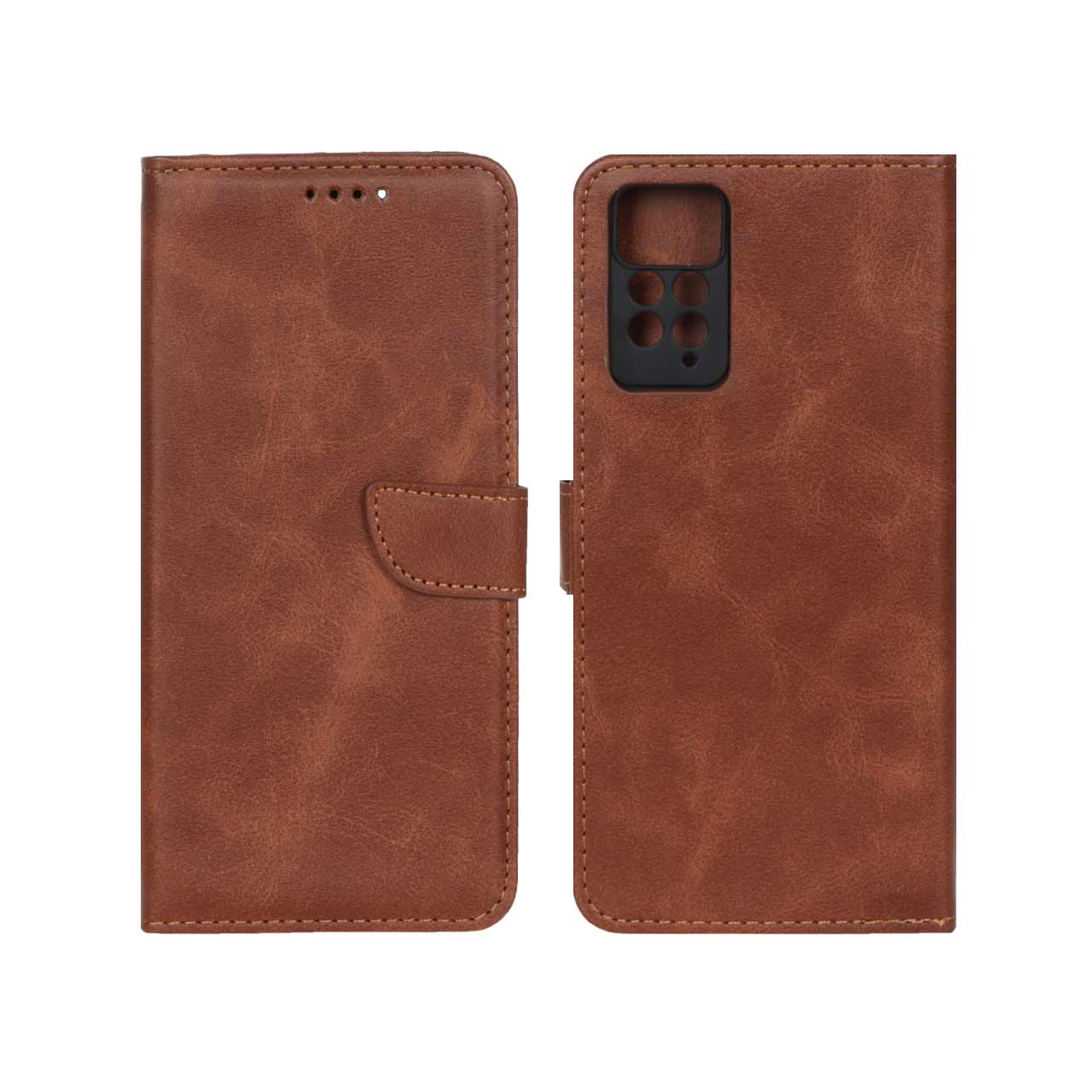 کیف چرمی مگنتی محافظ لنزدار کلاسیک قهوه‌ای مناسب برای شیائومی ردمی نوت ۱۲ پرو 4G و ردمی نوت ۱۱ پرو 4G