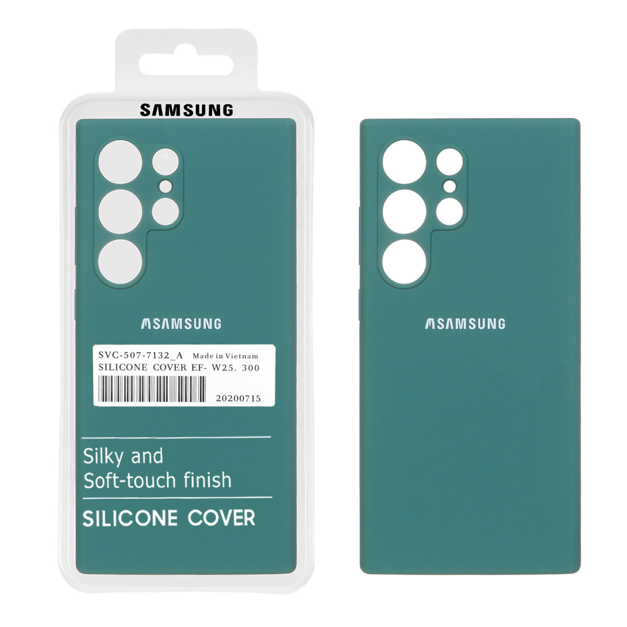 قاب سیلیکونی پاک کنی اورجینال درجه یک Samsung Galaxy S24 Ultra - سبز تیره کد 1 (پک دار)