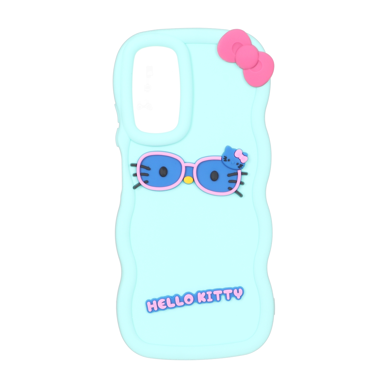 قاب سیلیکونی کنگره ای طرح Hello Kitty عینکی سبزآبی مناسب برای شیائومی ردمی نوت 12 اس، ردمی نوت 11 4G و ردمی نوت 11 اس
