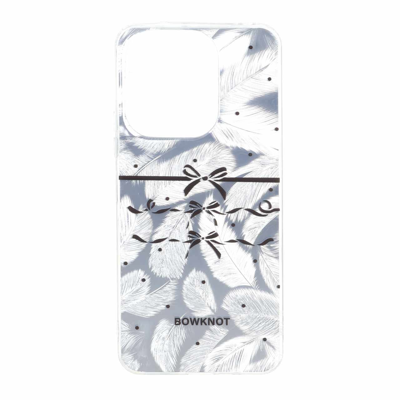 قاب طرح پر و روبان دور ژله ای اطلسی مناسب برای شیائومی ردمی ۱۳ ایکس / ردمی ۱۳ فورجی / پوکو ام ۶ فورجی