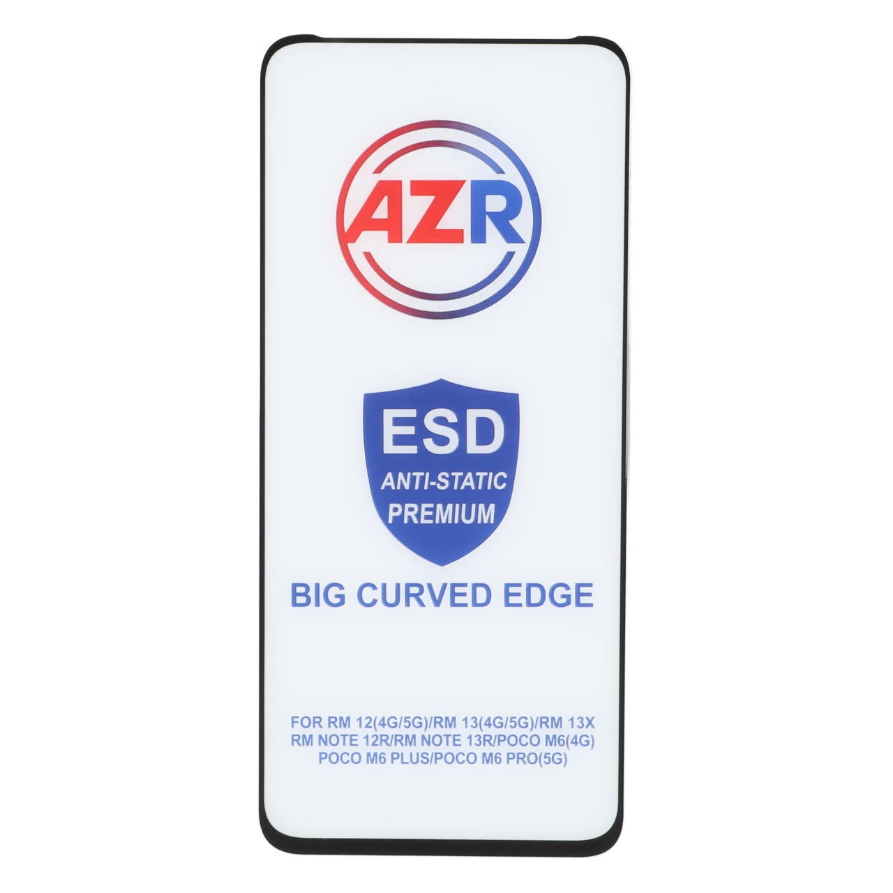 محافظ صفحه نمایش شیشه ای AZR مدل Big curved ESD مناسب برای شیائومی Redmi 12 / 13 و پوکو M6 Pro