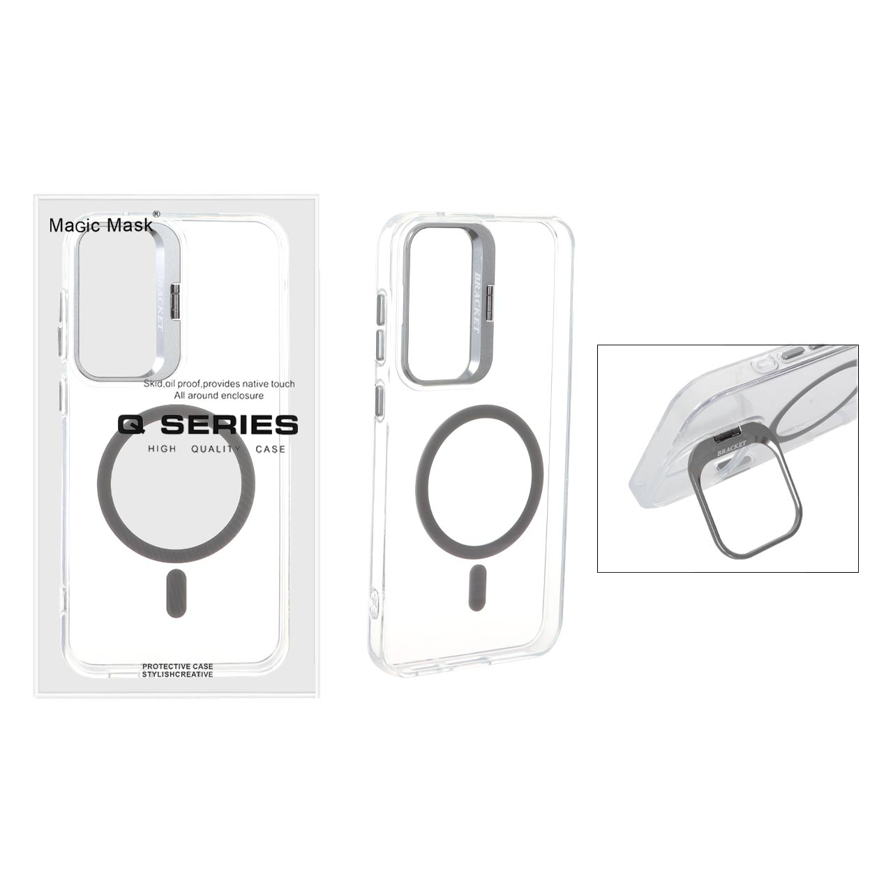 قاب کریستالی Q Series Bracket مگ سیف استند لنزدار مناسب برای سامسونگ گلکسی S23 FE