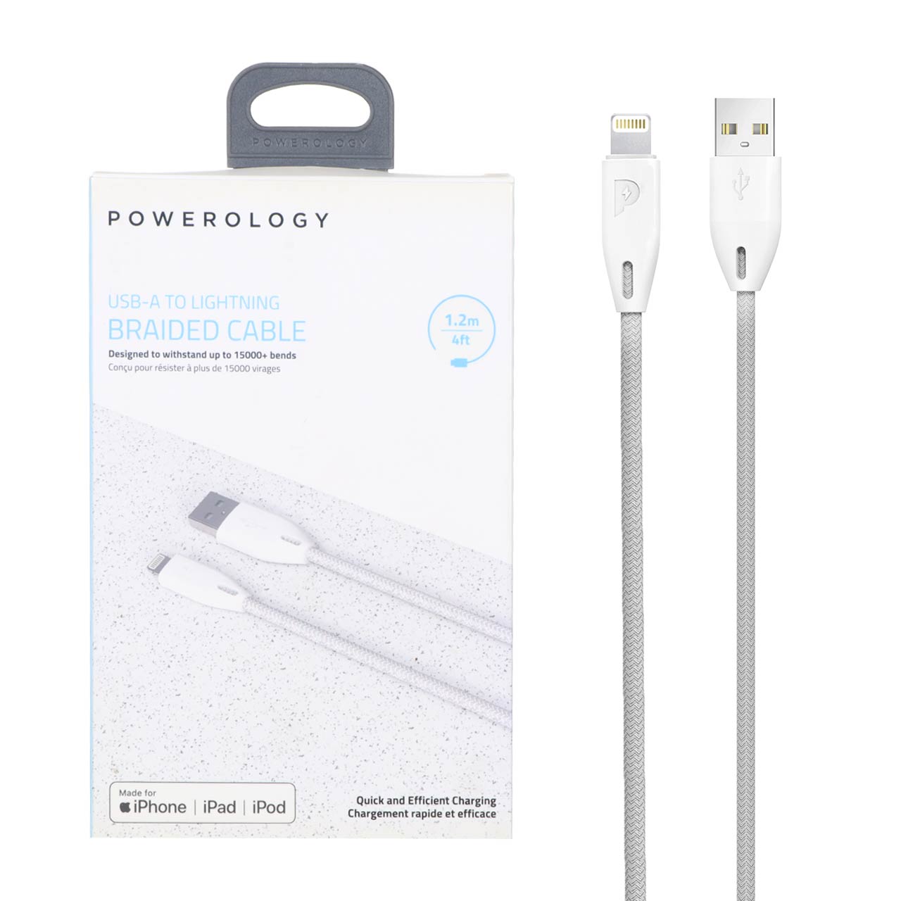کابل شارژ فست 1.2 متری آیفون Powerology مدل PCAB003-WH