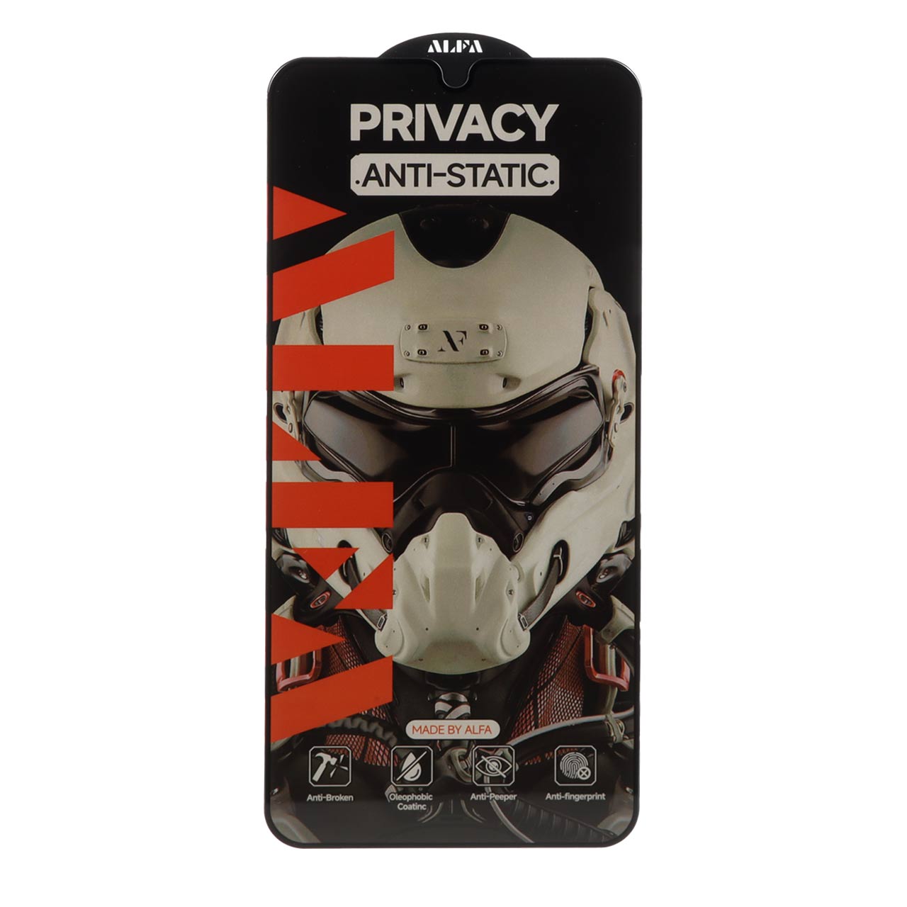 محافظ صفحه نمایش شیشه ای فول کاور ALFA مدل Anti Static Privacy مناسب برای سامسونگ گلکسی A17 / A16 / A26