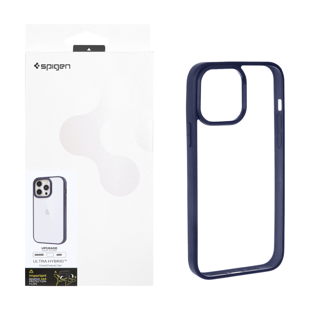 قاب اورجینال Spigen Ultra Hybrid با توری اسپیکر فلزی سرمه‌ای مناسب برای آیفون 14 پرو مکس