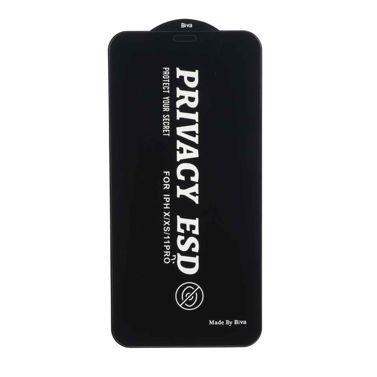 محافظ صفحه نمایش شیشه ای Full Cover ESD Privacy Biva مدل Apple iPhone 11 Pro / iPhone XS / iPhone X