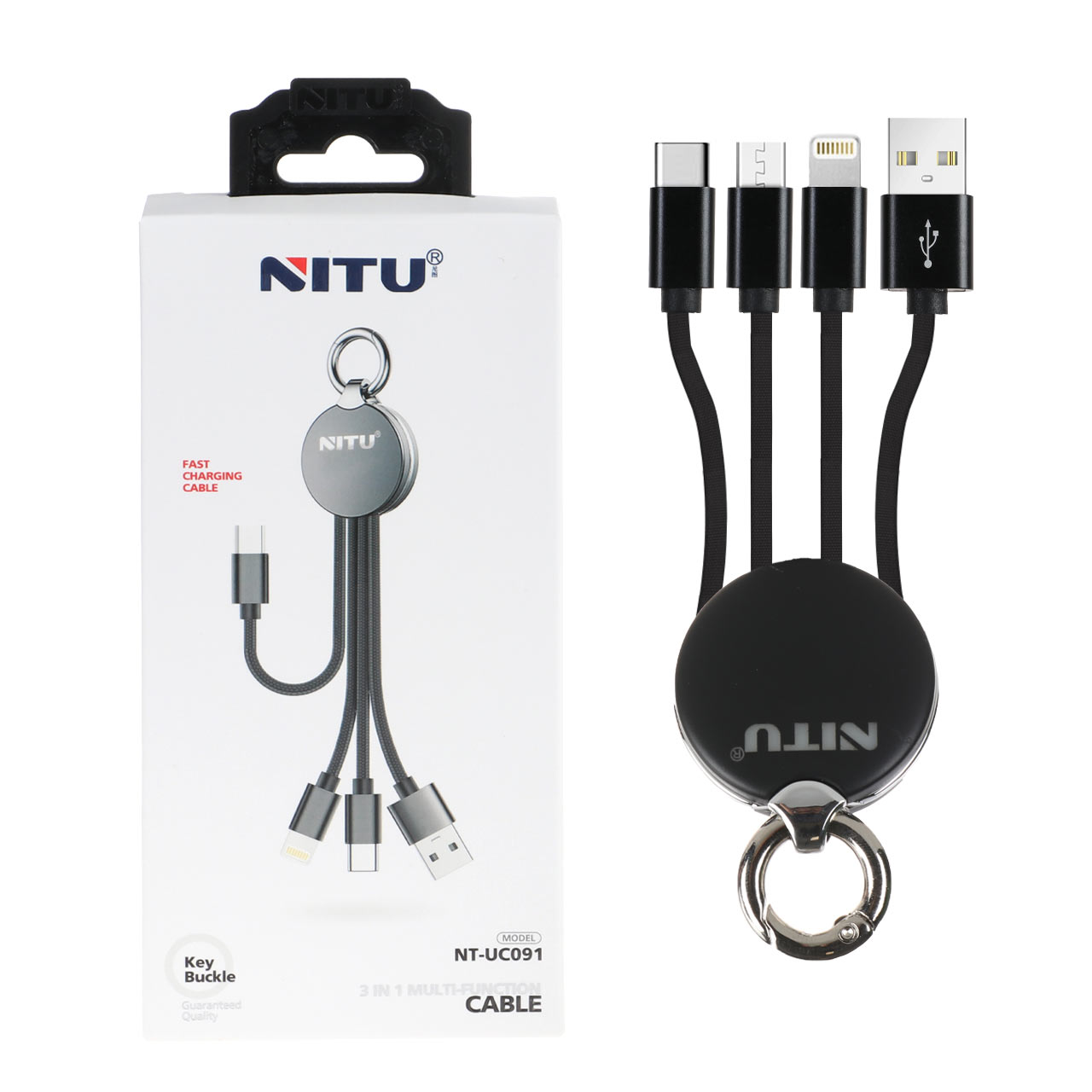 کابل شارژ فست سه کاره NITU مدل NT-UC091 خاکستری