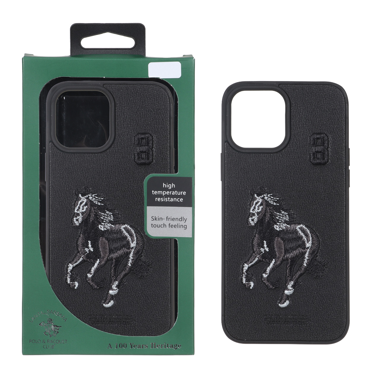 قاب طرح گلدوزی اسب پولو چرمی Santa Barbara Polo مدل 328 مناسب برای آیفون 13 پرو مکس