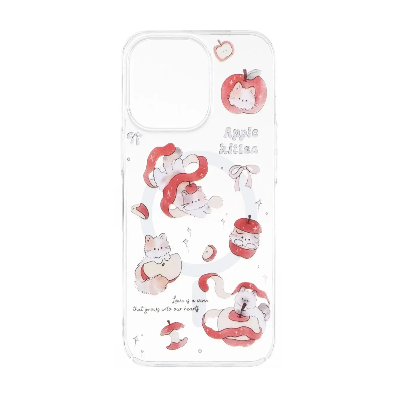 قاب Cute کریستالی طرح مگ سیف Apple Kitten مناسب برای آیفون 13 پرو