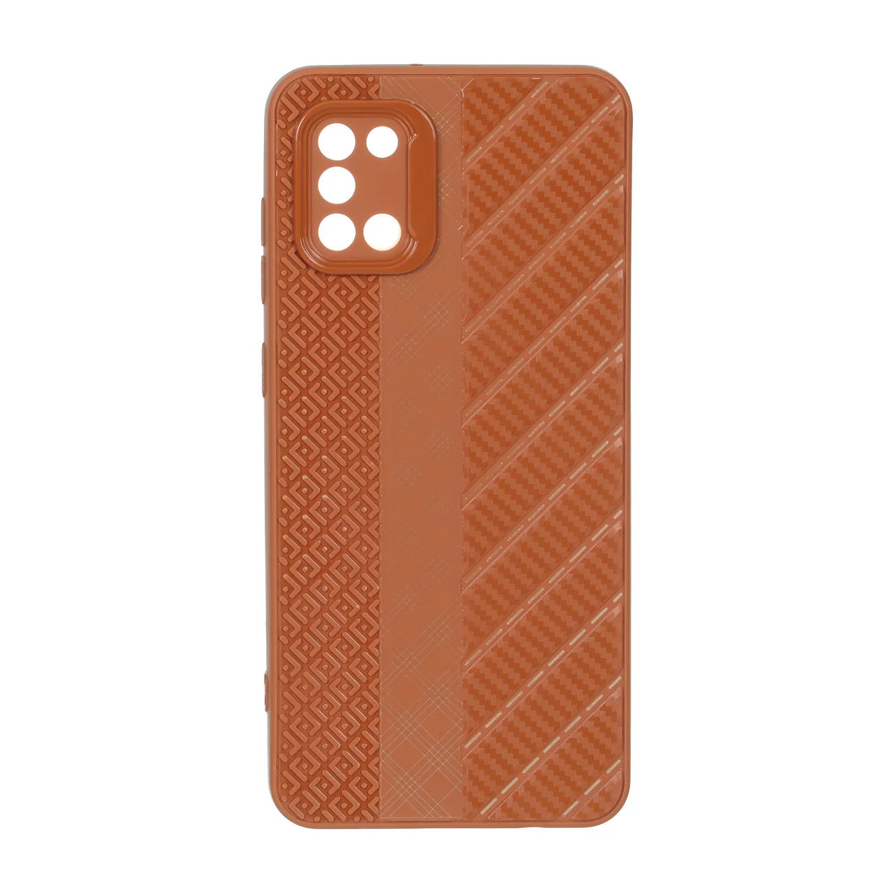 قاب ژله ای هاشور دور لنز براق قهوه‌ای مناسب برای سامسونگ گلکسی A31