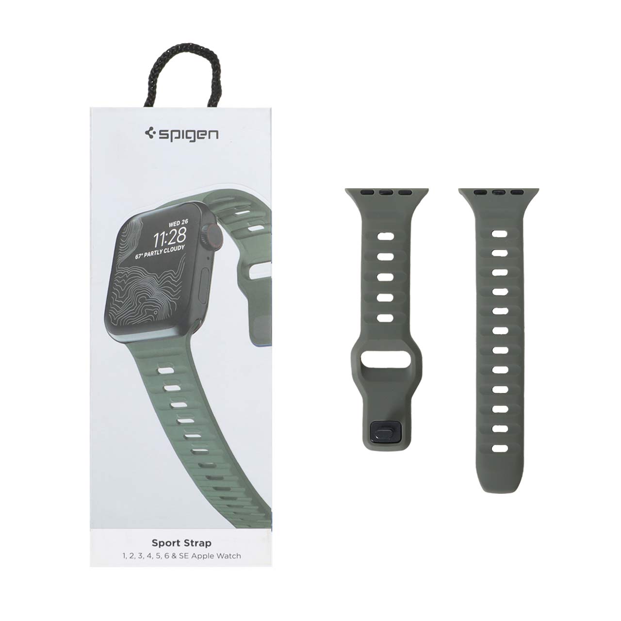 بند اپل واچ Spigen مدل Sport Strap سیلیکونی مناسب سایزهای 38/40/41 میلی‌متری رنگ سبز