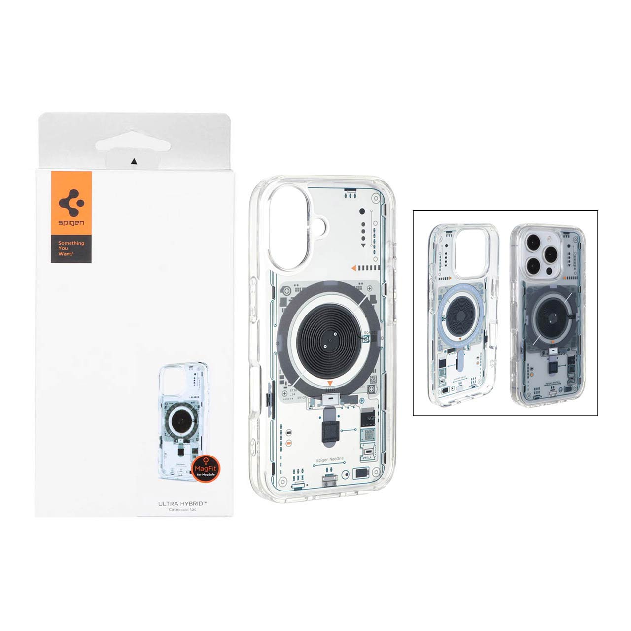 قاب اورجینال Spigen مگ سیف Neo One طرح مدار شفاف مناسب برای آیفون 16