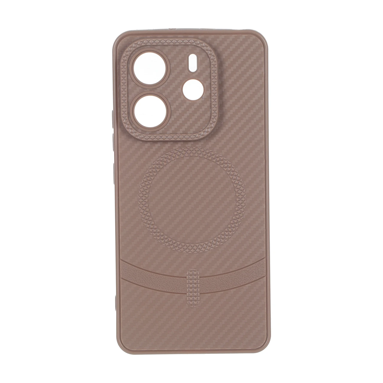 قاب هاشور لنز برجسته طرح مگ سیف سوزنی Xiaomi Redmi Note 14 4G - نسکافه ای