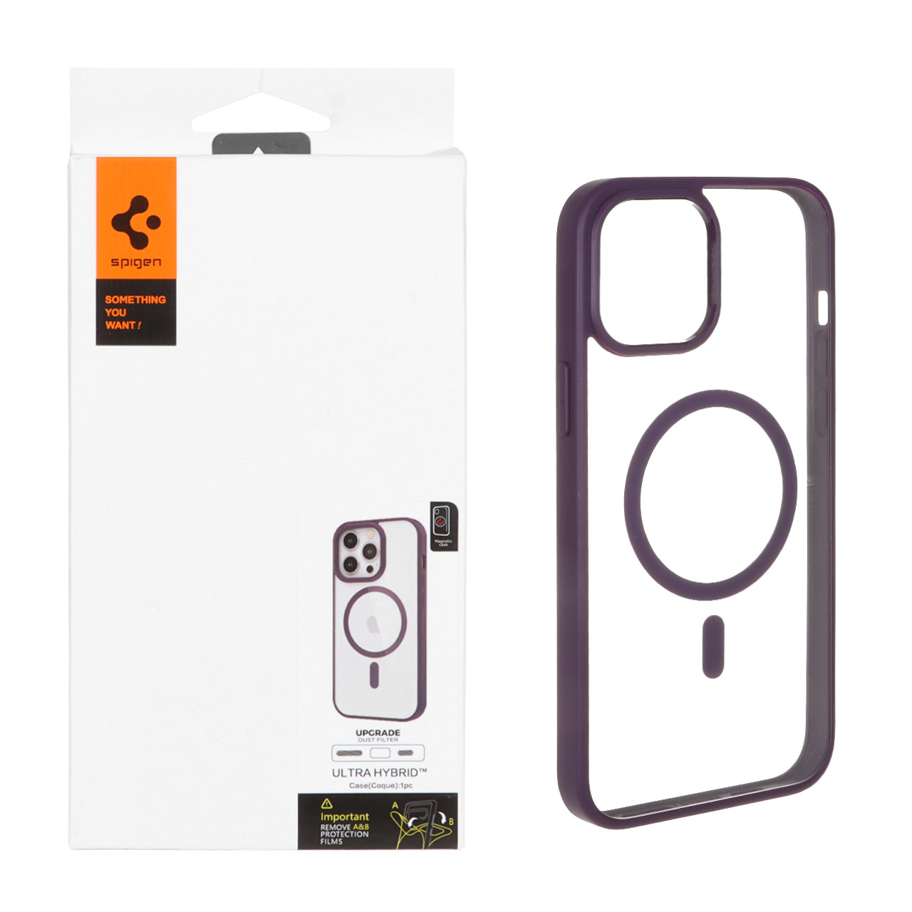 قاب اورجینال Magsafe Spigen با توری اسپیکر فلزی Apple iPhone 12 Pro Max - بنفش