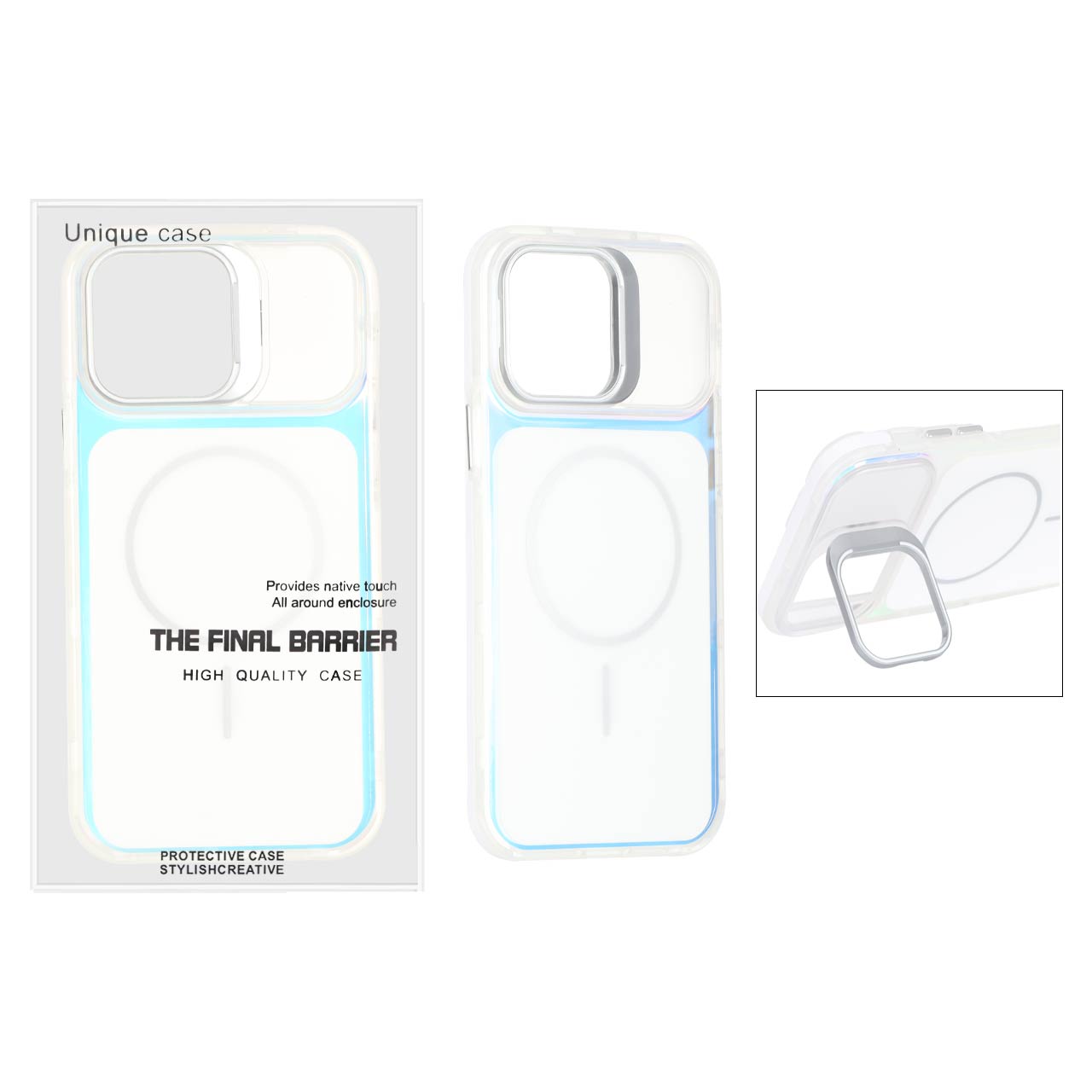 قاب اورجینال Unique Case هفت رنگ MagSafe دور رنگی لنز استندشو مناسب برای آیفون 13 پرو مکس
