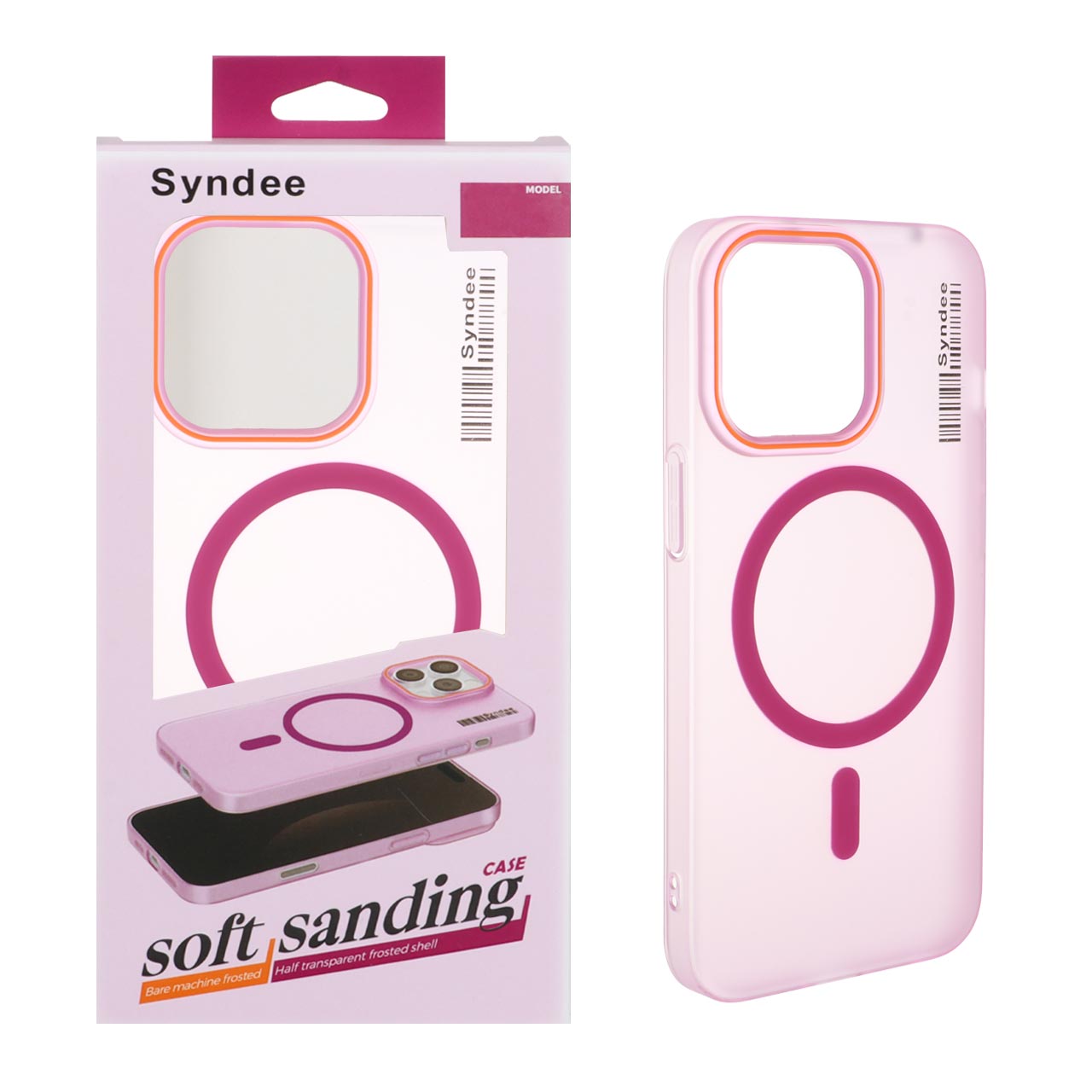قاب اورجینال Syndee پشت مات MagSafe مدل Apple iPhone 13 Pro - سرخابی (پک دار )