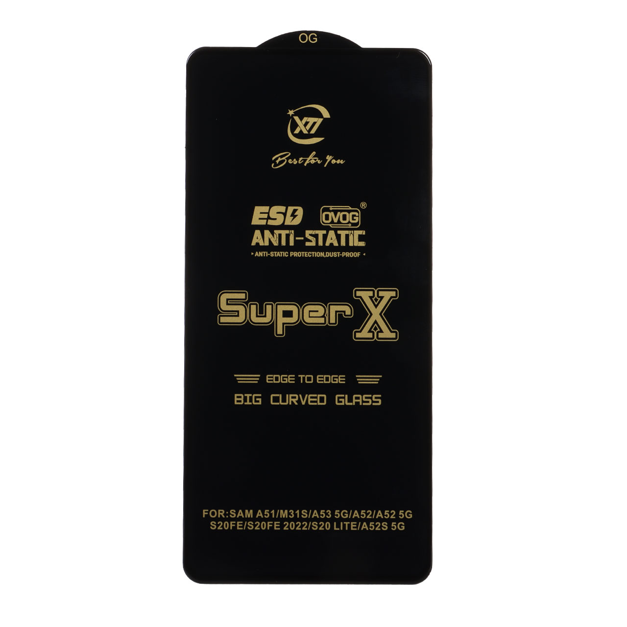 محافظ صفحه نمایش آنتی استاتیک Super X فول کاور مشکی مناسب برای سامسونگ A51، A52، A52S، A53، S20 FE