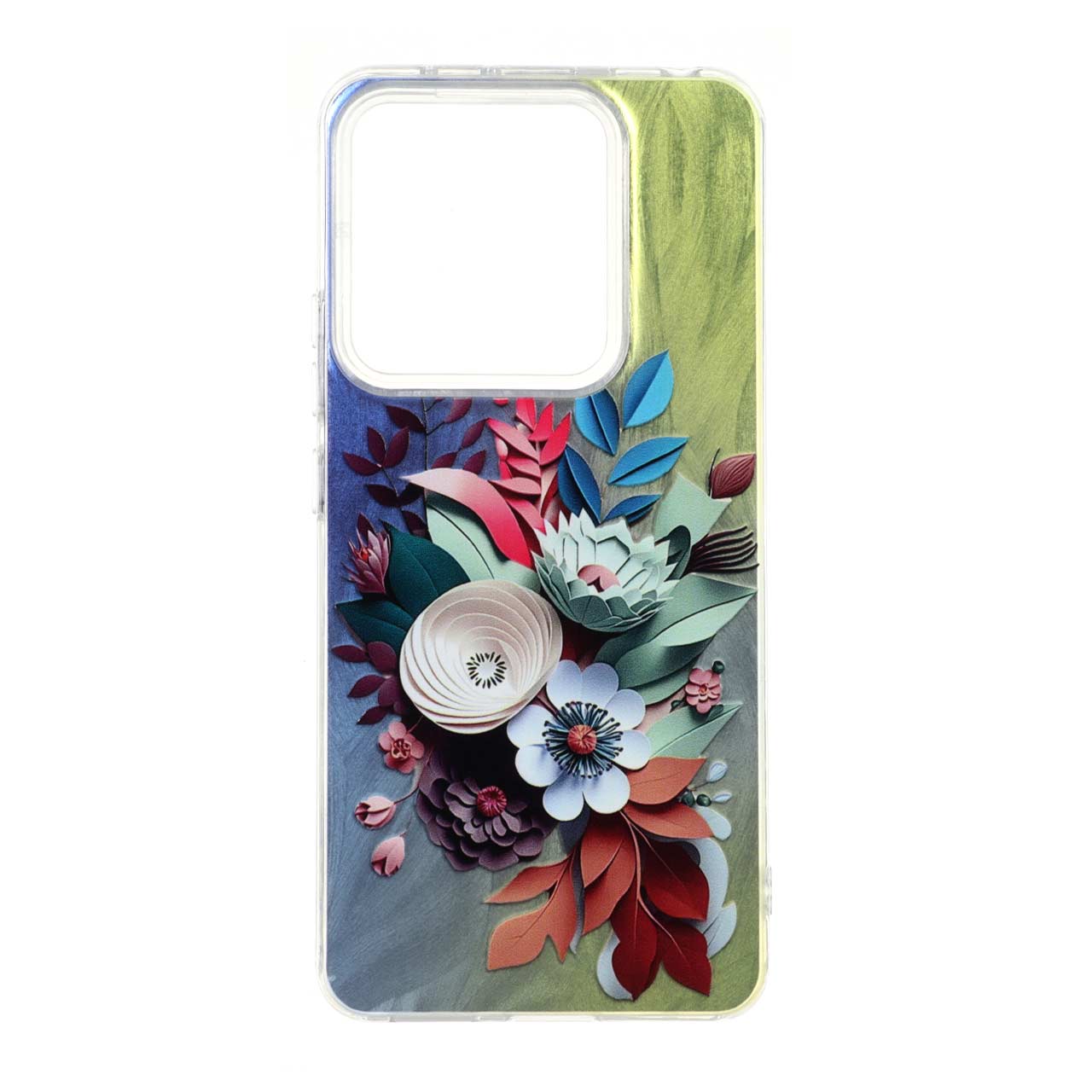 قاب طرح گل اطلسی (Flower) دور شفاف طرح ۱۳۵ مناسب برای شیائومی ردمی نوت ۱۴ 4G