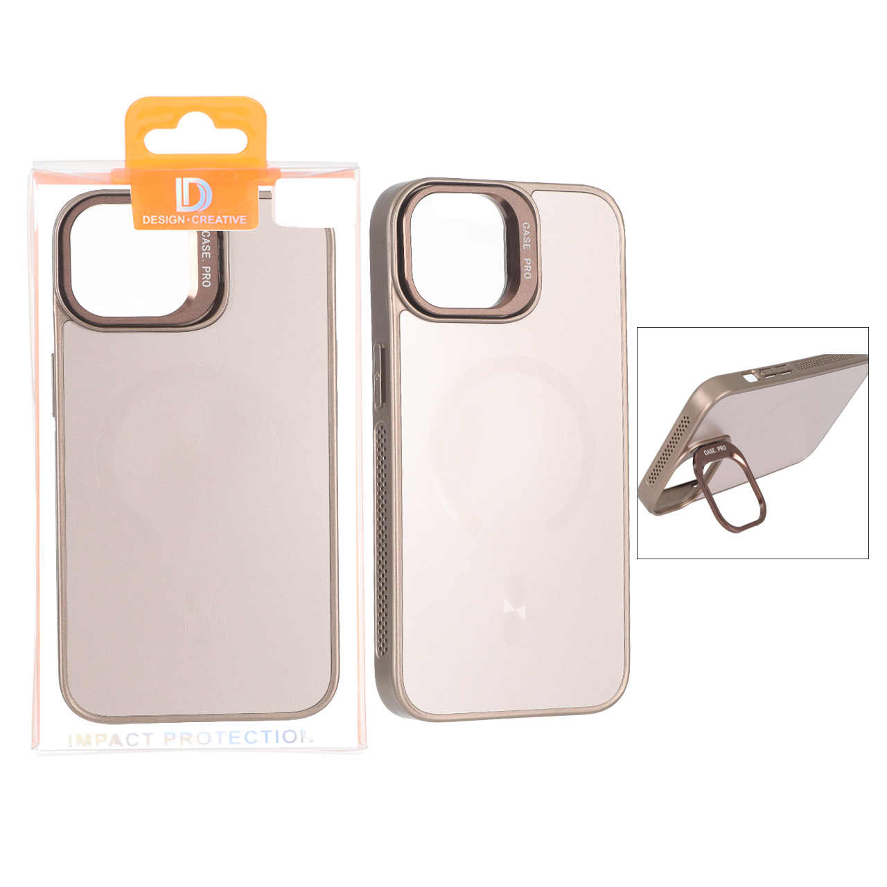 قاب اورجینال PVD Case Pro استندشو MagSafe مدل Apple iPhone 13 / iPhone 14 - صحرایی (پک دار)