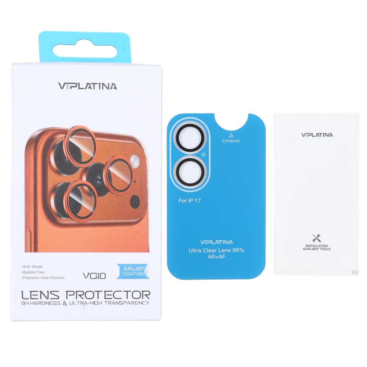 محافظ لنز رینگی VIPLATINA شابلون دار شفاف برای آیفون 17