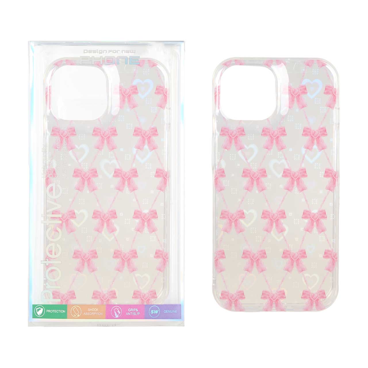 قاب هولوگرامی قلبی پشت سخت دور ژله ای Apple iPhone 15 / iPhone 14 / iPhone 13 - طرح 86