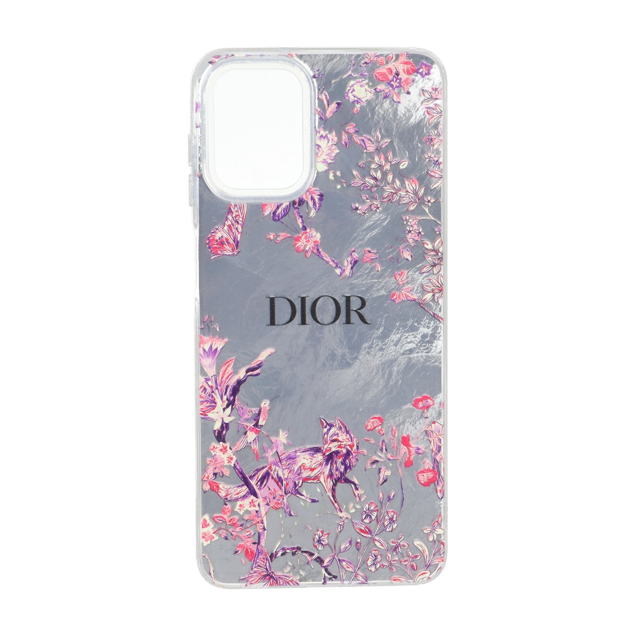 قاب اطلسی دور ژله ای طرح دیور (Dior) و روباه گلدار مناسب برای سامسونگ گلکسی A12 / M12 / F12